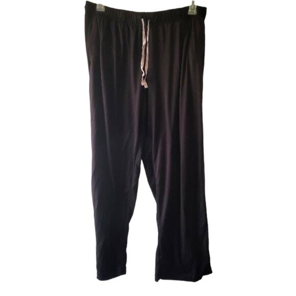 Large DKNY black knit elastic waist lounge pants with pockets - Picture 1 of 4